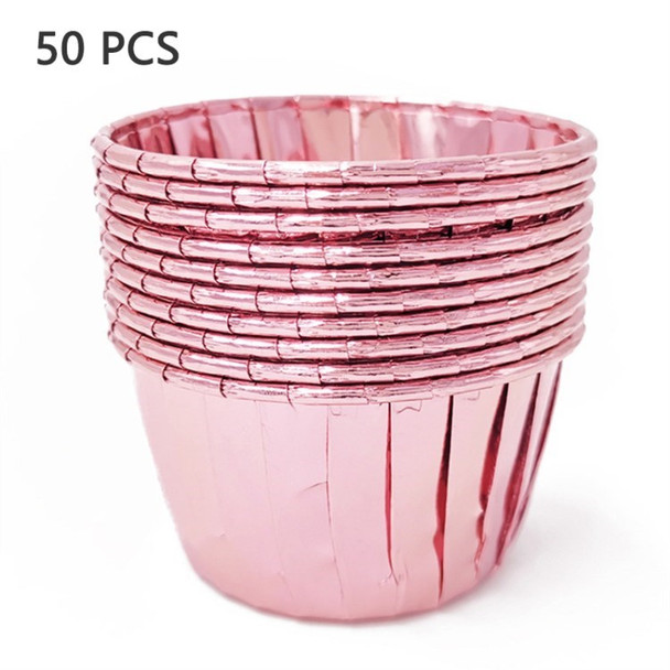 50Pcs Cupcake Muffin Liners Disposable Cupcake Wrappers Foil Baking Cup for Pudding Snacks (with FDA Certification, BPA Free) - Pink