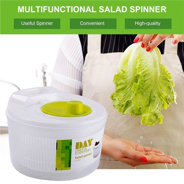 3L Large Capacity PC Salad Spinner Manual Lettuce Spinner Fruits and Vegetables Dryer with Rotary Handle for Food Prep Home Kitchen (BPA-Free, No FDA Certification)