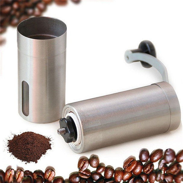 Manual Coffee Bean Grinder Capacity 30g Hand Coffee Grinder with Adjustable Settings Conical Ceramic Burr Mill Home Travel Outdoor (No FDA Certificate) - Silver
