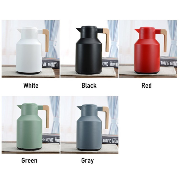 1L Thermal Coffee Carafe Double Walled Thermal Carafe Pot Keeping Hot Cold Water Kettle with Wood Handle - Black