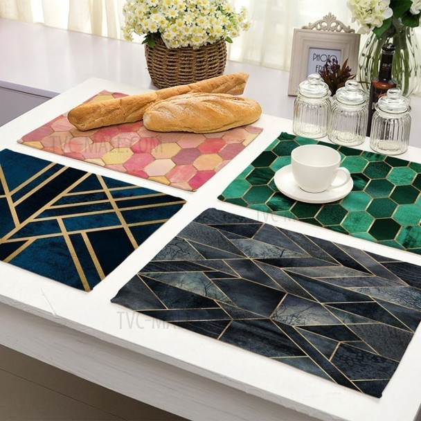 MG Geometric Printed Cotton Linen Kitchen Placemat Dining Table Mat Coaster Pads Dish Cup Mats - MG0028-15