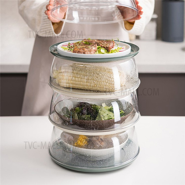 Kitchen Dustproof Food Insulation Cover Stackable Transparent Heat Insulation Cover, Size L (without FDA Certificate, BPA Free) - Green