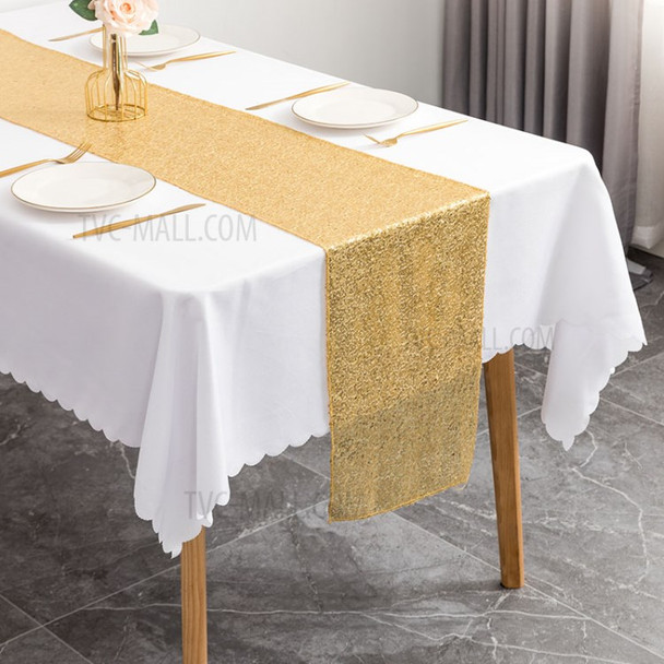 30x220cm Wedding Table Runner Sequin Shiny Embroider Table Cover for Hotel Dinner Party - Gold