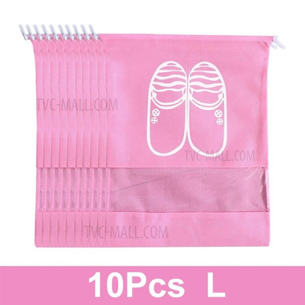 10Pcs Shoe Storage Bag Closet Organizer Shoes Pouch Pocket - Pink/L/32*44cm