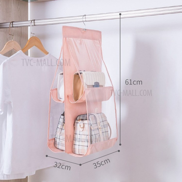 Hanging Handbag Organizer Dust-proof Storage Holder Bag for Purse Clutch Bag - Light Pink/2 Layers