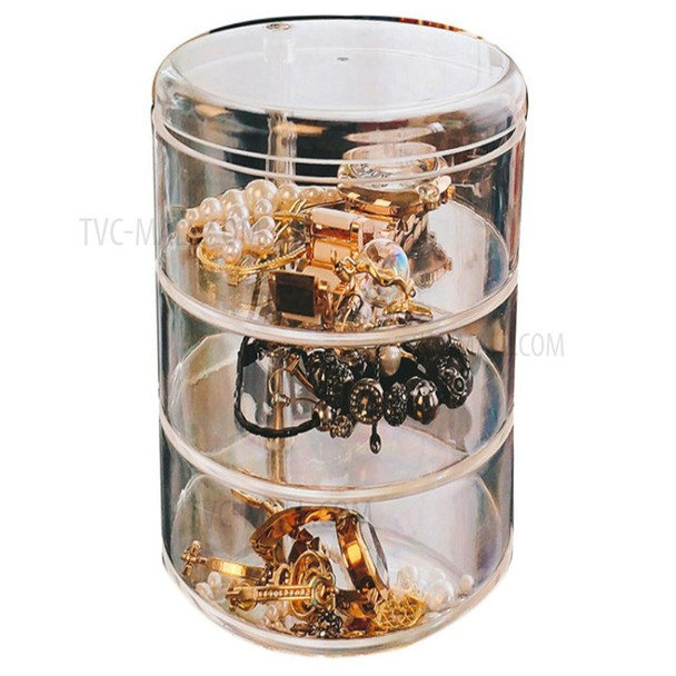 360° Rotary Multi-layer Jewelry Storage Box Holder Ear Pin Earrings Organizer - Transparent/3-Layer