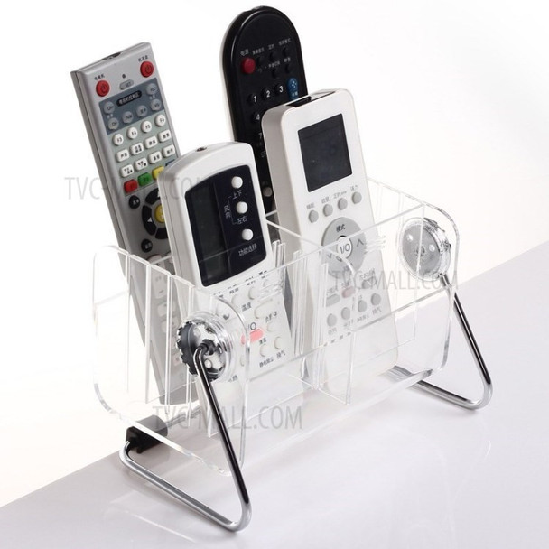 For Desktop TV Remote Control Phone 360° Rotation Cosmetics Storage Box - Transparent
