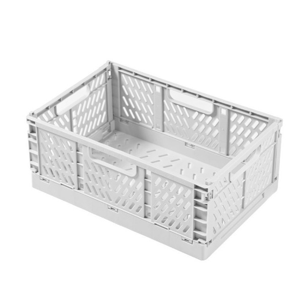 22x14.8x8.7cm Folding Storage Basket Collapsible Organizer Foldable Toy Storage Box - White
