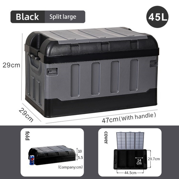 45L/75L Car Storage Box Camper Luggage Storage Box Car Trunk Organizer - Black/45L