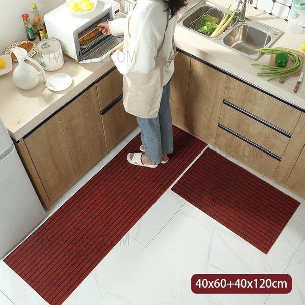 2Pcs/Set Non-Slip Floor Carpet Mat Soft and Absorbent Kitchen Rug Set Long Runner Rug - Red/40x60cm+40x120cm