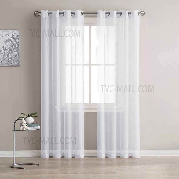 White Semi Sheer Curtain for Living Room Bedroom - White/140x245cm