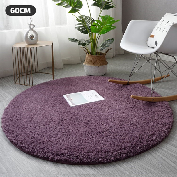 Non-Slip Carpet Soft Absorbent Runner Round Floor Mat Washable Rug - Purple / 60cm Diameter