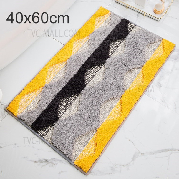 Super Absorbent Bathroom Door Mat Non-slip Striped Bathroom Carpet Rug - Yellow/40x60cm