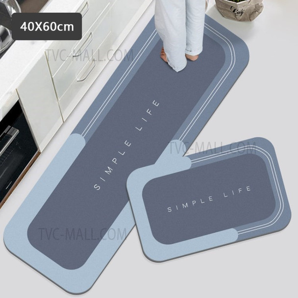 Rectangle Non-slip Waterproof Bath Mat Rug Super Absorbent Kitchen Bathroom Carpet - Blue/40x60cm