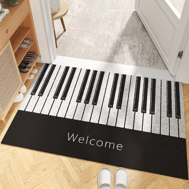 45x75cm Non-slip Carpet Piano Mat PVC Floor Mat Easy Clean Doormat for Home - Black