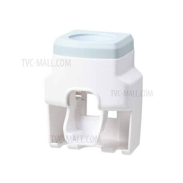 Automatic Toothpaste Dispenser with 2 Toothbrush Holder Slots Wall Mounted Toothpaste Squeezer - Grey