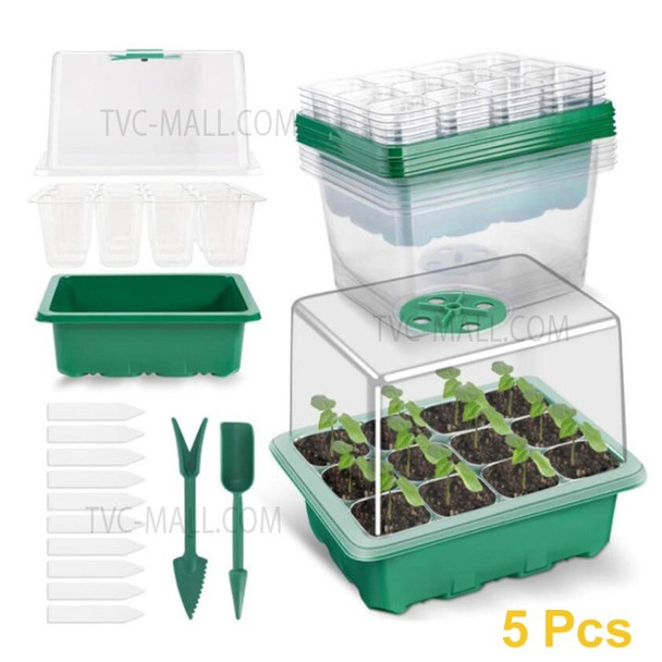 120 Cells Seed Starter Tray Kit Greenhouse Seeds Growing Starting Box - 5Pcs