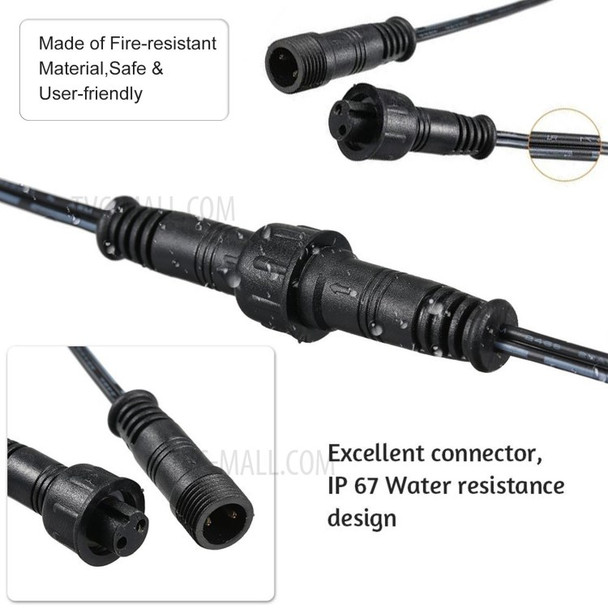 5pcs Extension Cable Wire for Deck Light 1m/39.4in Length 2 Pin Extension Cord IP67 Waterproof with Male and Female Connector