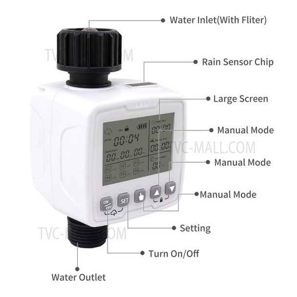 Garden Sprinkler Timer Water Timer Programmable Garden Lawn Hose Faucet Timer Irrigation System Controller - Light Grey/Size: S