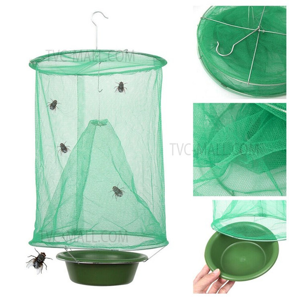 Fly Catcher Cage Net Fly Trap Garden Ranch Orchard Trap with Hook Plastic Basin for Restaurant Toilet