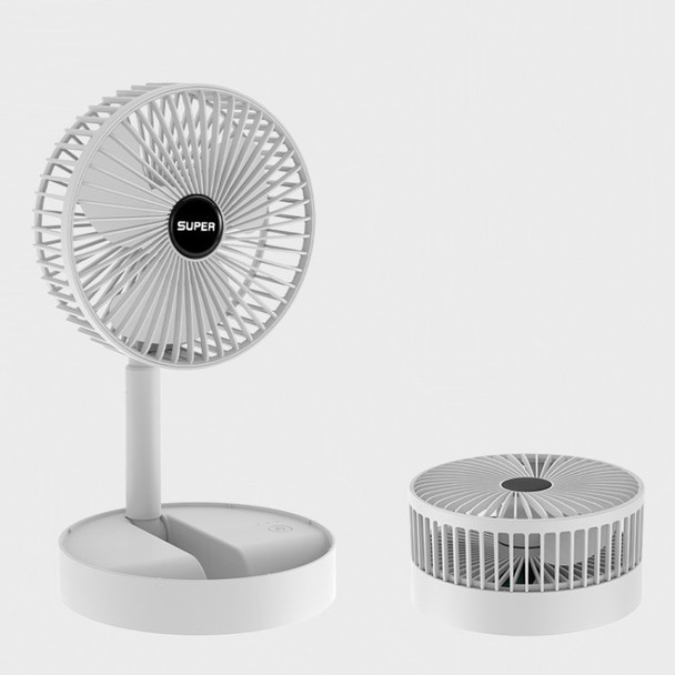 Foldable Desk Fan Low Noise 3 Speed Settings Telescopic Fan for Bedroom Office - White