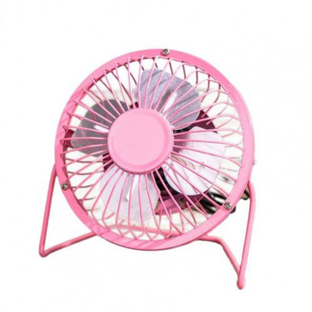 Wrought Iron Portable Table Fan 4 inch Mini Cooling Fan for Office Fan Support 360-Degree Adjustable - Pink
