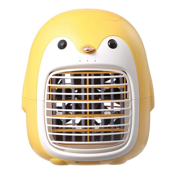 SX-HF03 Cute Penguin Desk Fan Air Conditioner Cooler Strong Wind Cooling Humidifier Personal Fan - Yellow