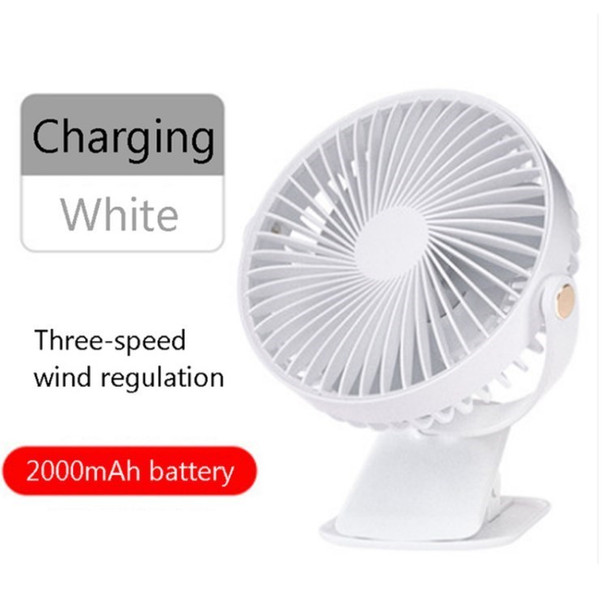 Mini USB Fan Strong Wind Portable Cooling Fan with Clip for Office Dormitory - White