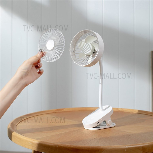Desk Clip-on Fan with LED Night Light 360 Degrees Flexible USB Desk Fan 3 Speeds Cooling Fan for Baby Stroller Home Office - Blue