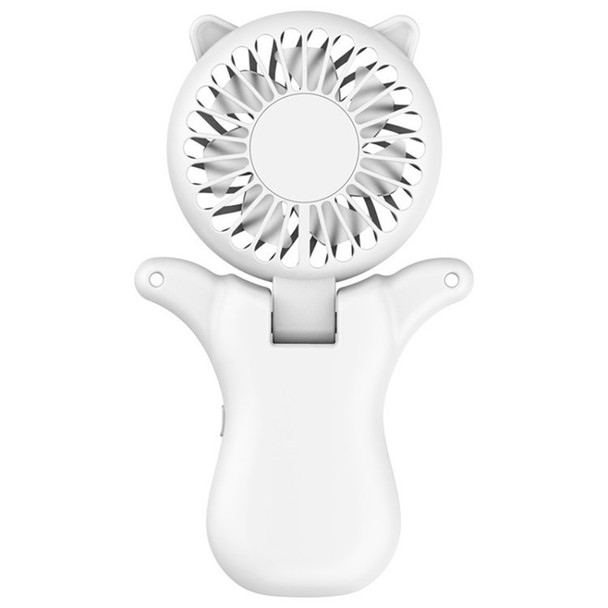 Mini Handheld Cooling Fan Folding Desktop Air Cooler with Lanyard - White