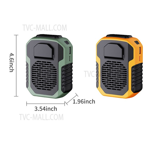 Mini Waist Clip Fan Portable 6000mAh Battery Neck Hanging 3 Speeds Fan Belt Fan Emergency Power Bank - Black