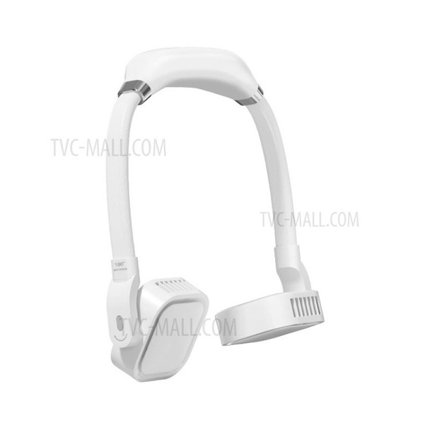 Mini Mute Fan Wearable Neckband Air Cooling 3 Speed Modes USB Rechargeable Fan - White