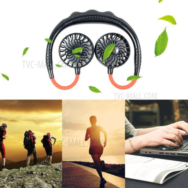 Portable Neck Fan Hands-Free Personal Fan Wearable Small Fan for Outdoor Working Battery Powered USB Fan - Black