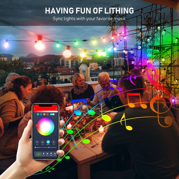 LEMONDA SMART BWSL13 5m Smart Bluetooth Ball Shape Colorful LED String Light Waterproof Phone App Remote Control Music Sync Fairy Light - US Plug