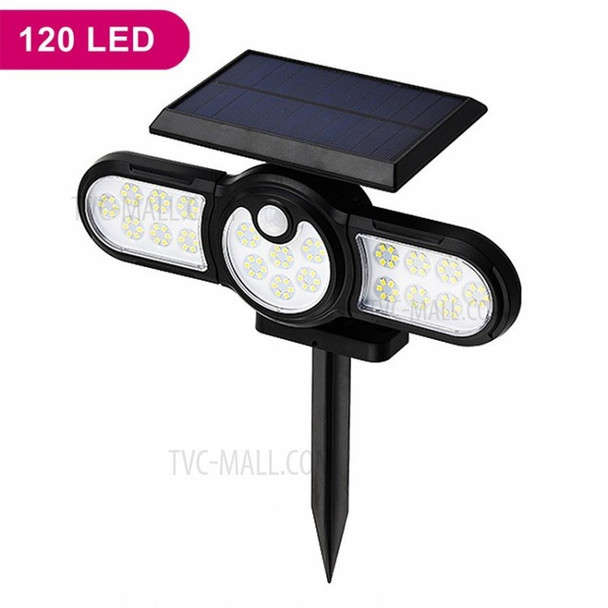 Solar LED Light Motion Sensor Waterproof Outdoor Light Rotary Spotlight Garden Light - 120-LED