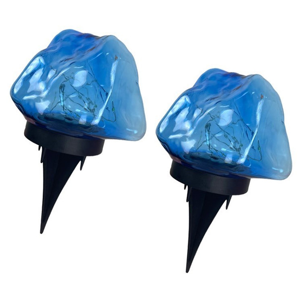 2Pcs Rotating Solar Lawn Light IP67 Waterproof Landscape Stylish Decorative Light Fixture for Garden Pathway - Blue