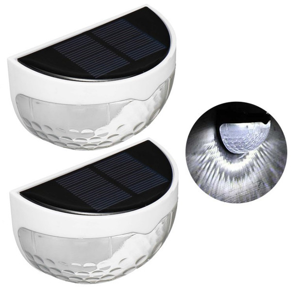 2Pcs 6-LED Solar Fence Light Wall Mount Light Garden Lamp for Yard Garden Decoration - White Light