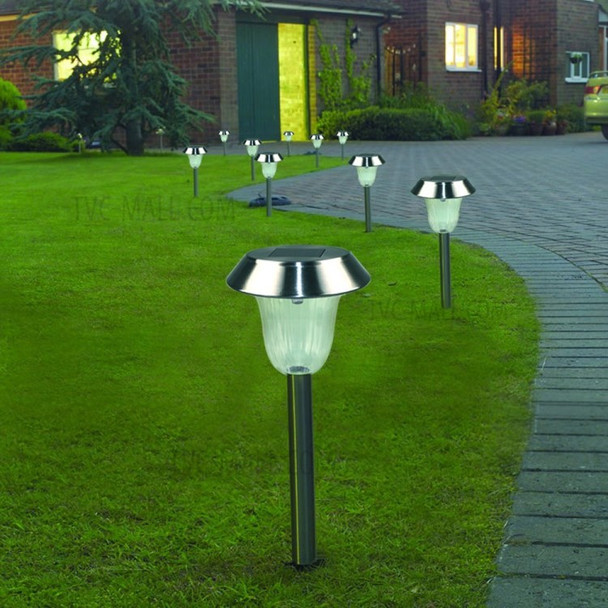 Solar Garden Lights Outdoor Stainless Steel LED Pathway Lamp Garden Landscape Lighting - 4Pcs/White