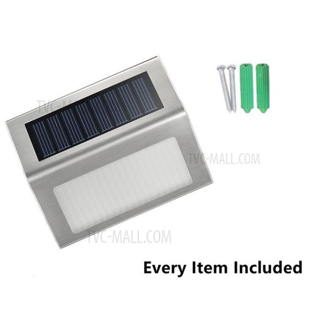 3LED Stainless Steel Solar Garden Street Light for Outdoor Stairs Paths Patio - White