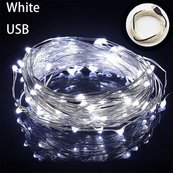 USB LED String Light Twinkle Star Wire Fairy Lights Wedding Christmas Party Decor - White/2m 20 lights