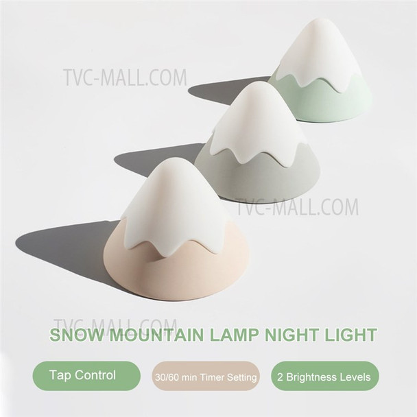 Safe Silicone Snow Mountain Night Light Tap Control 30/60 Min Timer Setting 2 Brightness Levels Eye Caring Baby Nursing Lamp - Green