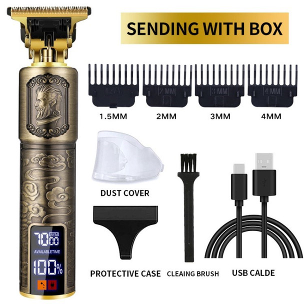 Electric Hair Clipper for Men T Blade Beard Hair Trimmer Electric Shaver Haircut Clipper - L/Handsome Pattern