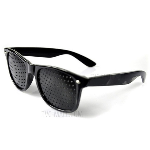 Small Holes Pinhole Glasses Anti-fatigue Eye Exercise Correction Eyeglasses Eyewear - Black