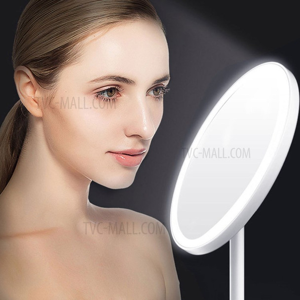 Rechargeable Round Makeup Mirror with LED Light Screen Switch Detachable Base Desk Mirror - White