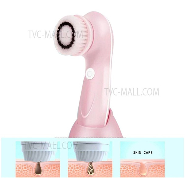 360 Degree Facial Cleansing Brush 2 Speed Levels Waterproof Face Cleaning Brush with Replacement 3 Brush Heads - Blue