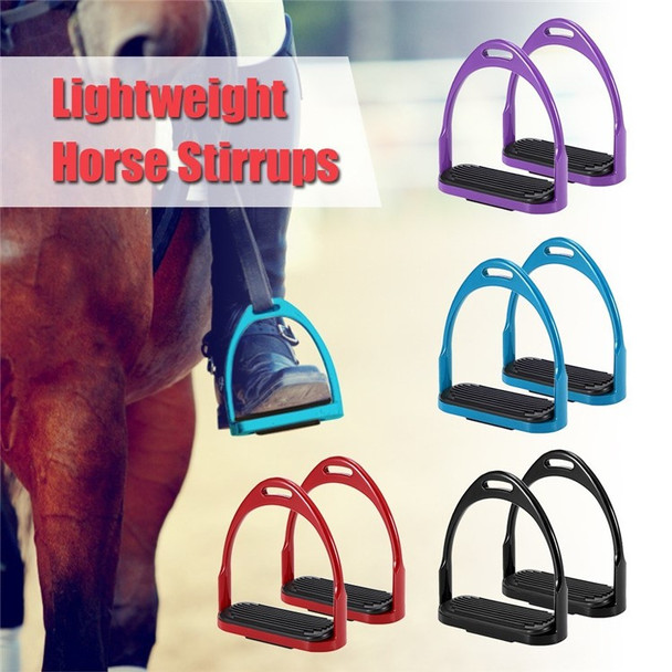 1 Pair Horse Stirrups Aluminum Safety Horse Riding Stirrup Non-Slip Equestrian Stirrups for Saddle - Red