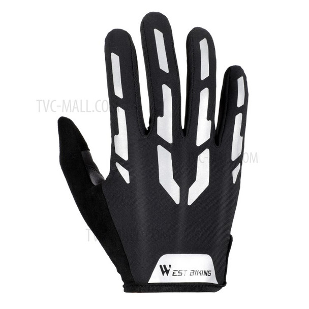 WEST BIKING Bicycle Gloves Touch Screen Reflective Anti-shock Cycling Mittens, Full Finger - M