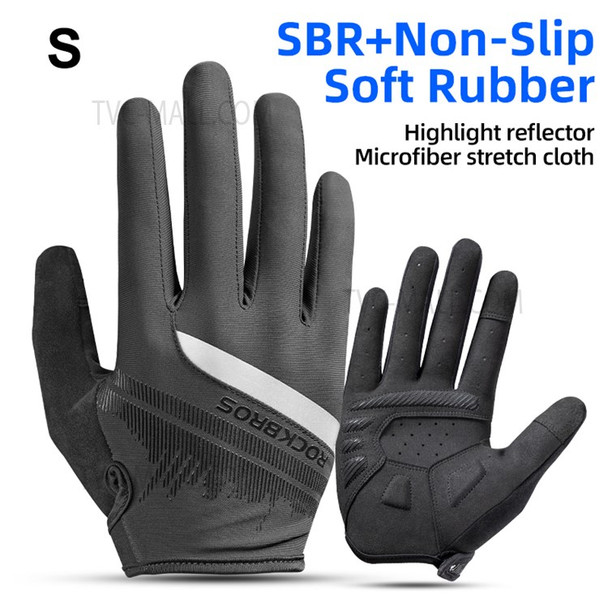 ROCKBROS S247 Full Finger Bicycle Anti-slip Gloves Reflective Stripes Wear-resistant Gloves for Cycling Riding - S