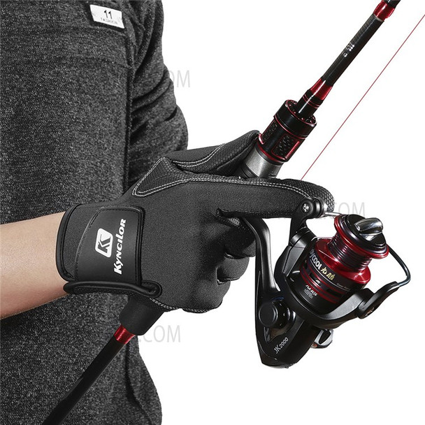 KYNCILOR A0061 Full Finger Gloves Breathable Outdoor Sports Anti-slip Fishing Gloves - Black/M