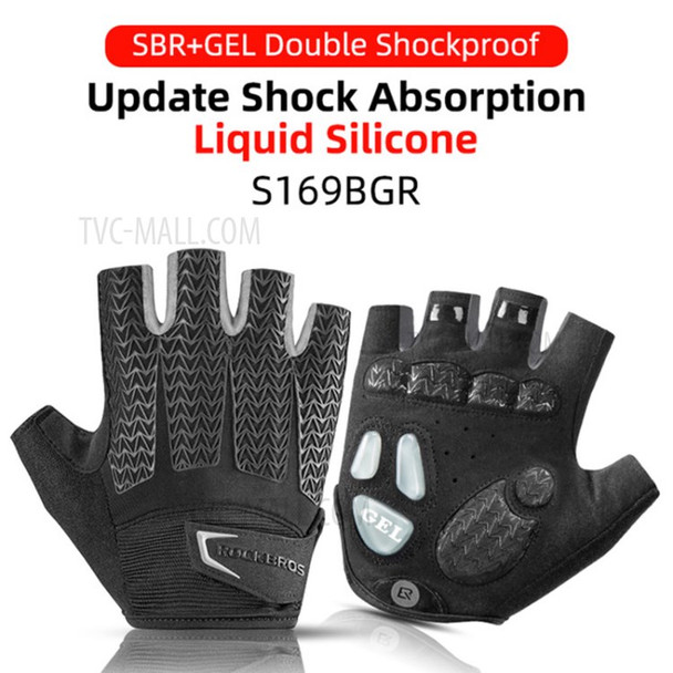 ROCKBROS S169B One Pair Half Finger Cycling Gloves Outdoor Breathable Gloves - Grey/Size: XL